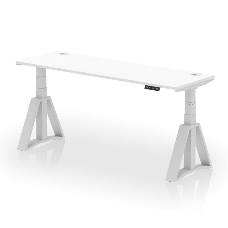 Air Height Adjustable Slimline Desk With Cable Ports With Piste Foot - Image 12