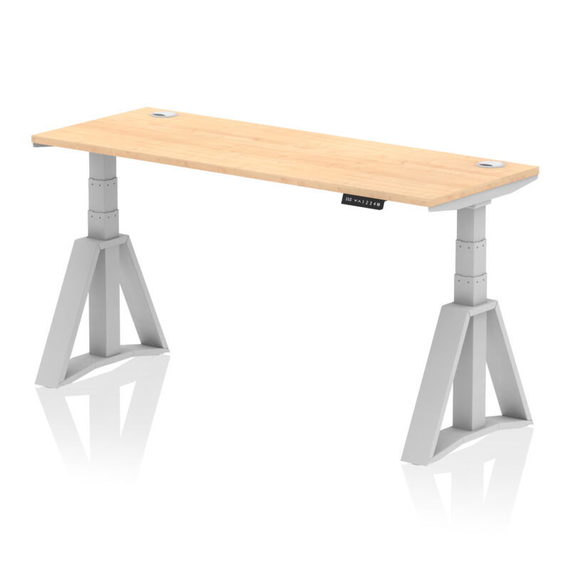Air Height Adjustable Slimline Desk With Cable Ports With Piste Foot - Image 15