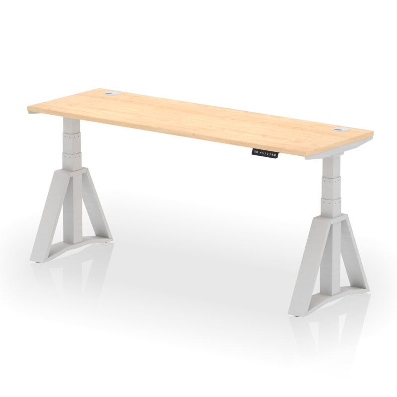 Air Height Adjustable Slimline Desk With Cable Ports With Piste Foot - Image 16