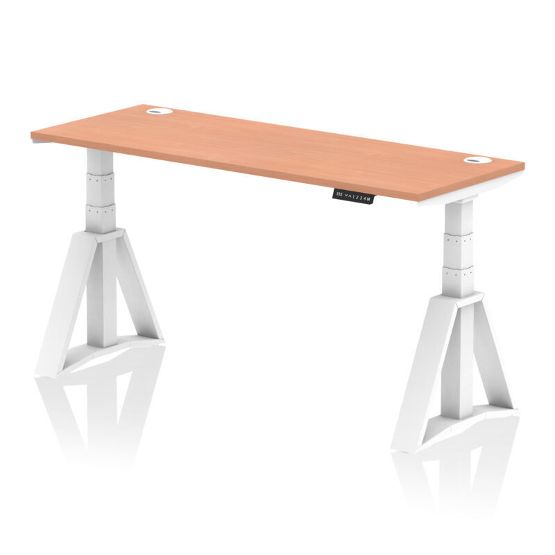 Air Height Adjustable Slimline Desk With Cable Ports With Piste Foot - Image 23