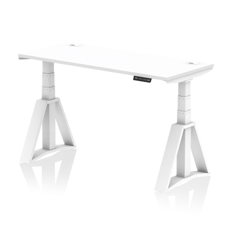 Air Height Adjustable Slimline Desk With Cable Ports With Piste Foot - Image 30