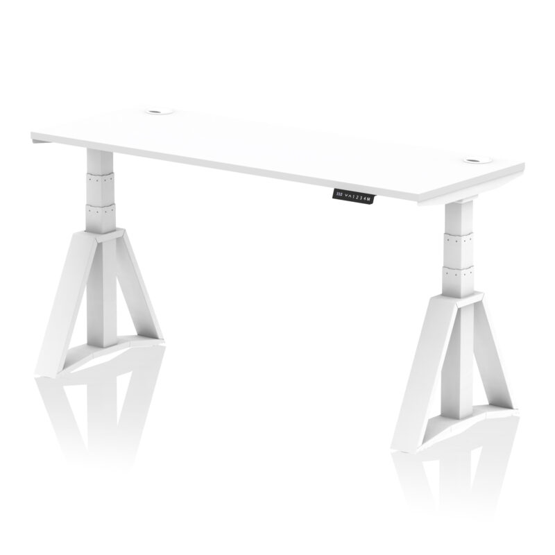 Air Height Adjustable Slimline Desk With Cable Ports With Piste Foot - Image 31