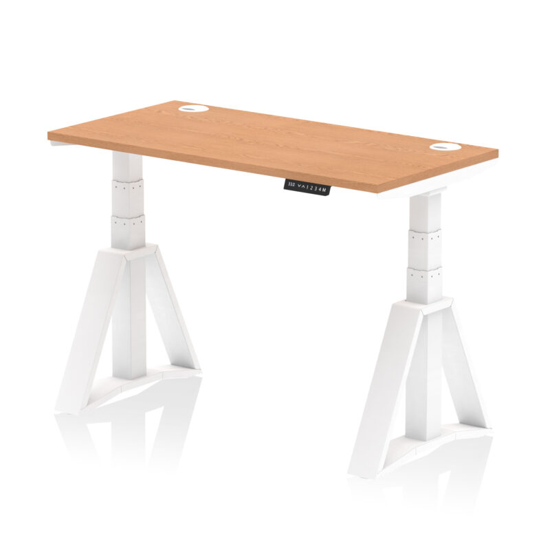 Air Height Adjustable Slimline Desk With Cable Ports With Piste Foot - Image 37