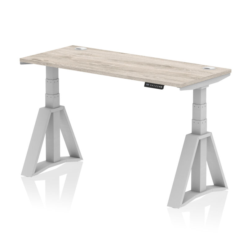 Air Height Adjustable Slimline Desk With Cable Ports With Piste Foot - Image 42