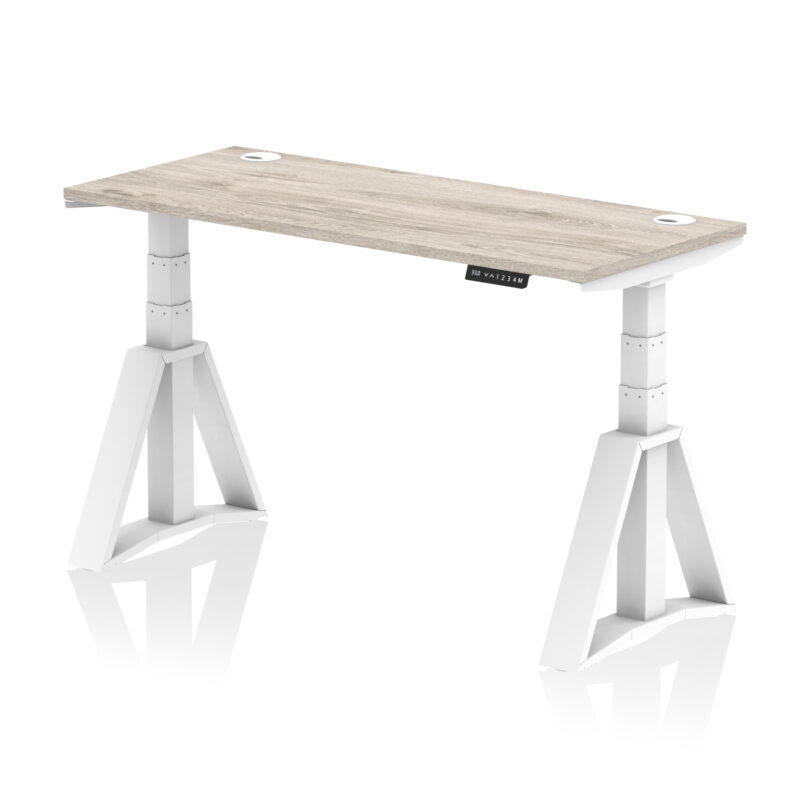 Air Height Adjustable Slimline Desk With Cable Ports With Piste Foot - Image 46