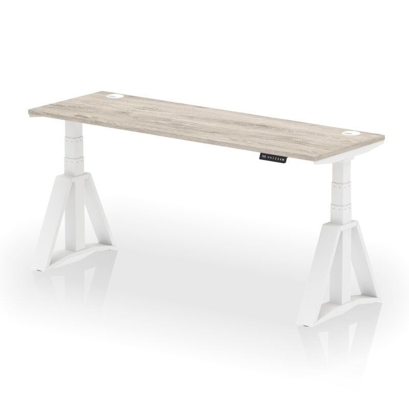 Air Height Adjustable Slimline Desk With Cable Ports With Piste Foot - Image 48