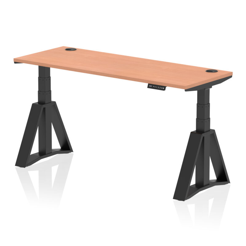 Air Height Adjustable Slimline Desk With Cable Ports With Piste Foot - Image 51