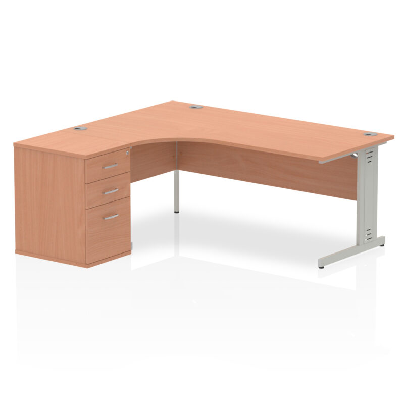 Impulse 1800mm Cable Managed Left Crescent Desk Workstation - Image 2