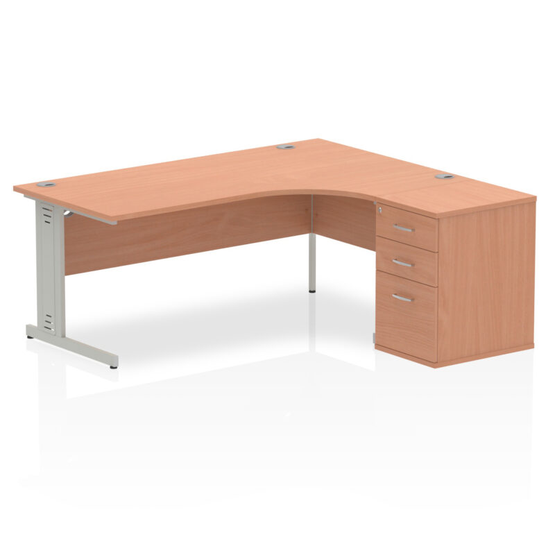 Impulse 1800mm Cable Managed Right Crescent Desk Workstation - Image 2