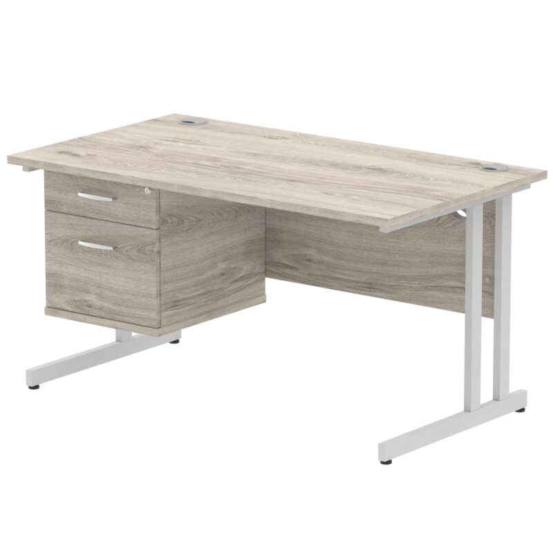 Impulse 1400mm Cantilever Straight Desk With Single Fixed Pedestal - Image 70