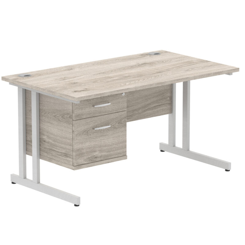 Impulse 1400mm Cantilever Straight Desk With Single Fixed Pedestal - Image 72
