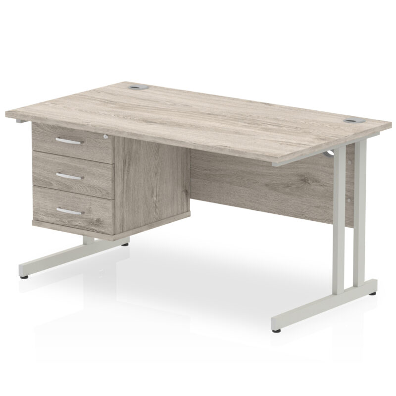 Impulse 1400mm Cantilever Straight Desk With Single Fixed Pedestal - Image 78