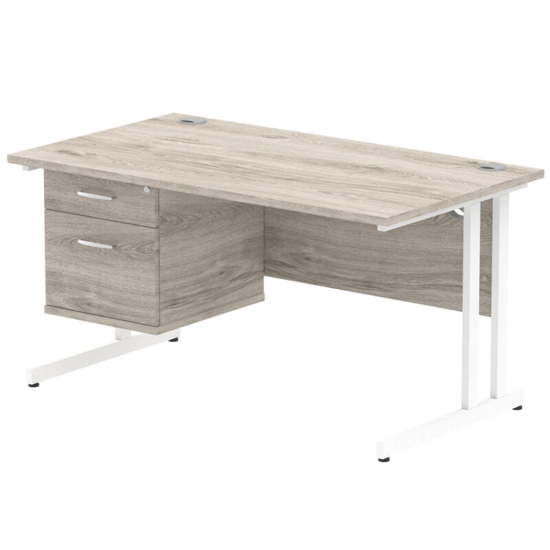 Impulse 1400mm Cantilever Straight Desk With Single Fixed Pedestal - Image 11