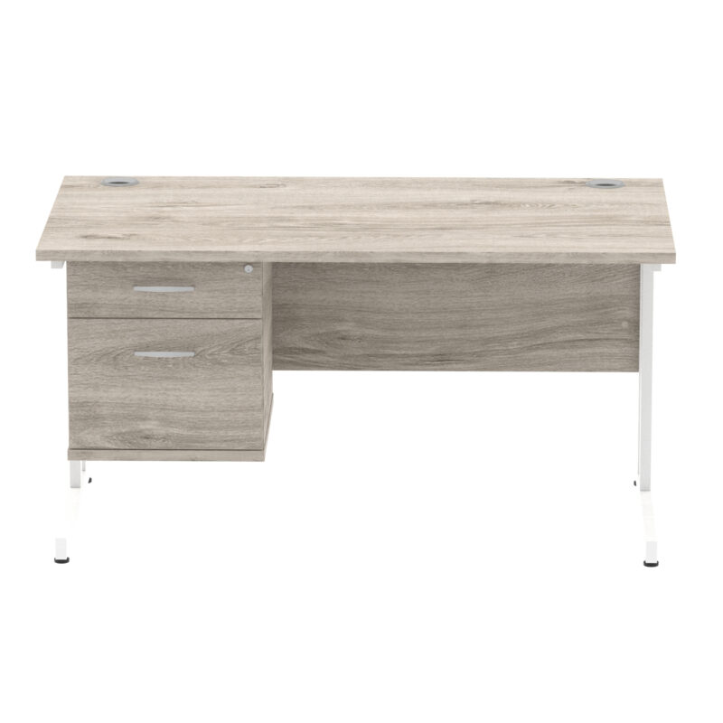 Impulse 1400mm Cantilever Straight Desk With Single Fixed Pedestal - Image 12