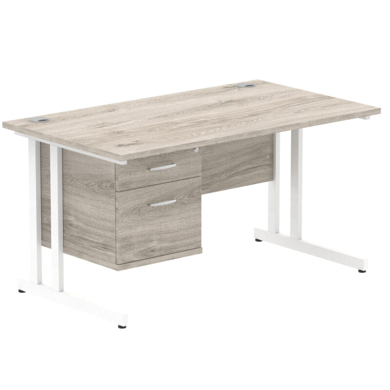 Impulse 1400mm Cantilever Straight Desk With Single Fixed Pedestal - Image 13