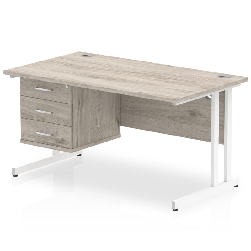 Impulse 1400mm Cantilever Straight Desk With Single Fixed Pedestal - Image 19