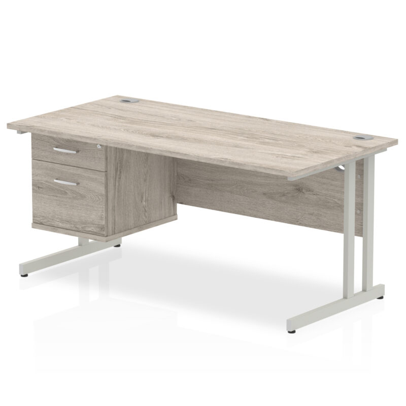 Impulse 1600mm Cantilever Straight Desk With Single Fixed Pedestal - Image 27