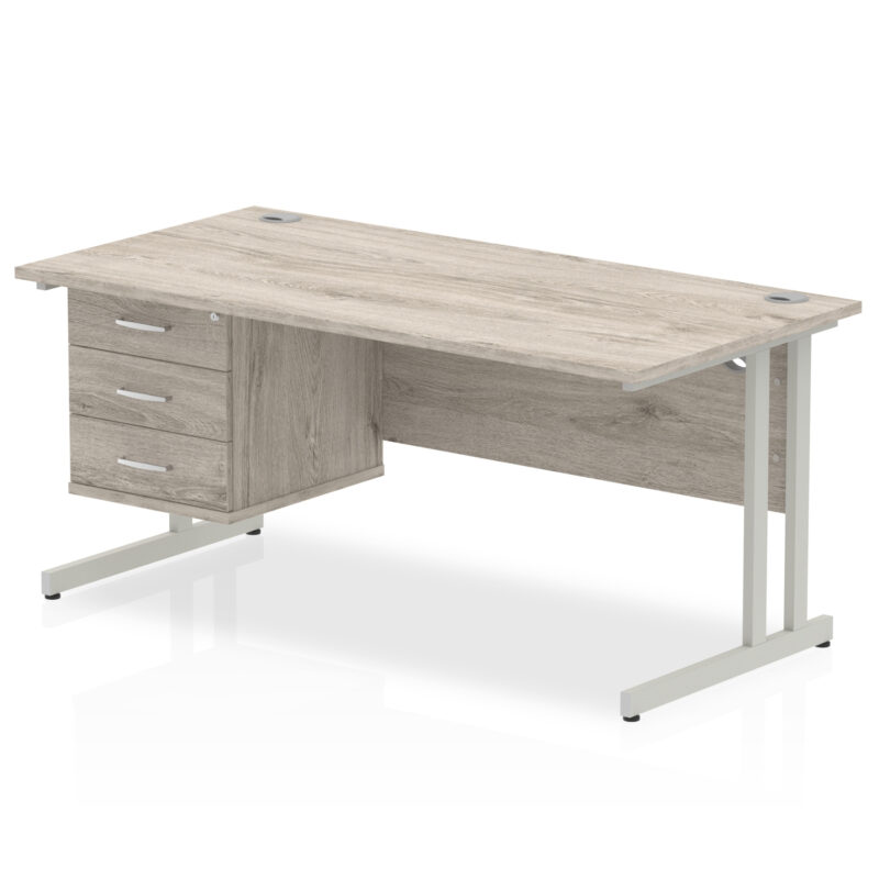 Impulse 1600mm Cantilever Straight Desk With Single Fixed Pedestal - Image 28