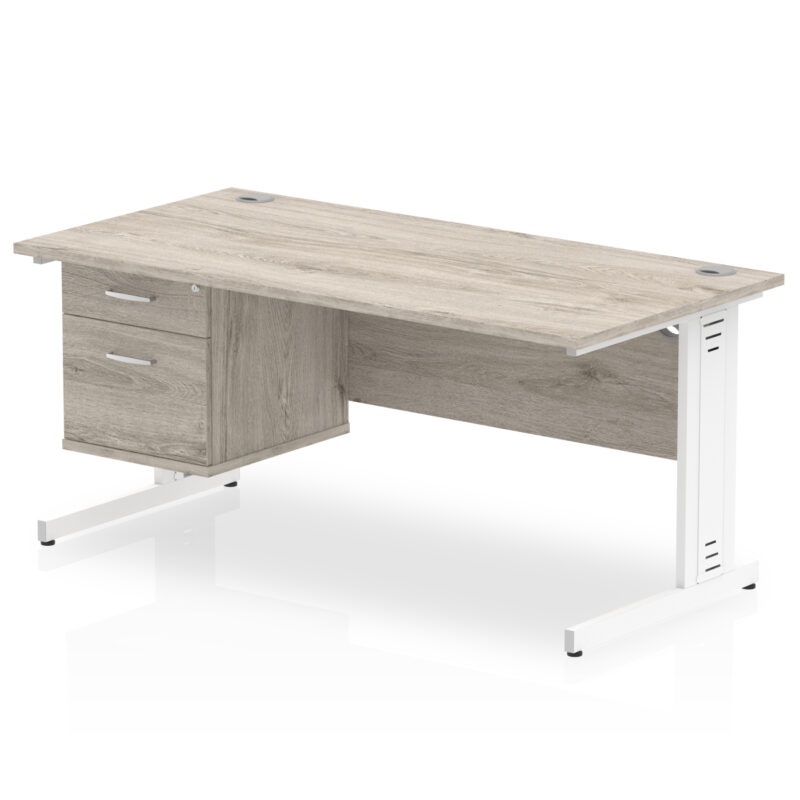 Impulse 1600mm Cable Managed Straight Desk With Single Fixed Pedestal - Image 11