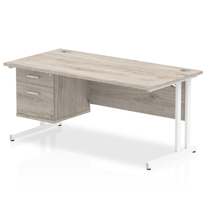 Impulse 1600mm Cantilever Straight Desk With Single Fixed Pedestal - Image 5