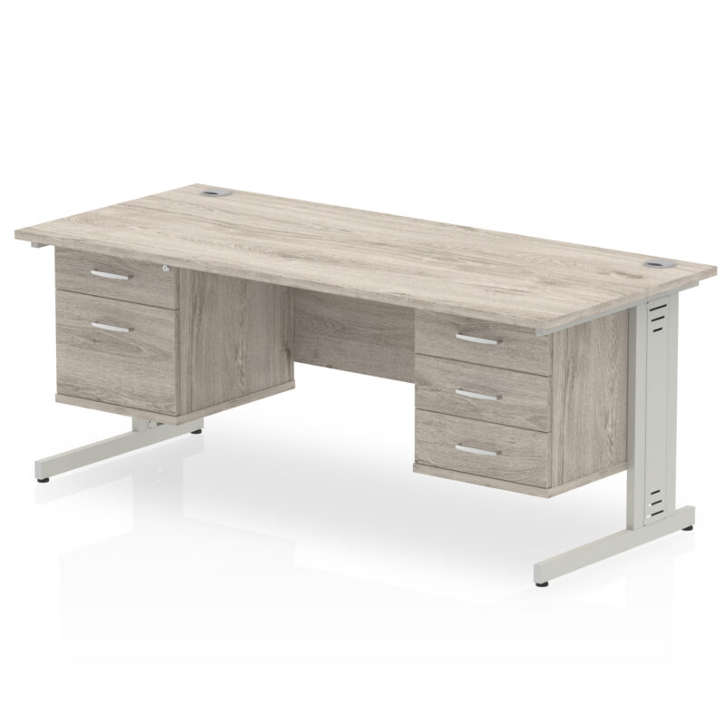 Impulse 1800mm Cable Managed Straight Desk With Two Fixed Pedestal - Image 9