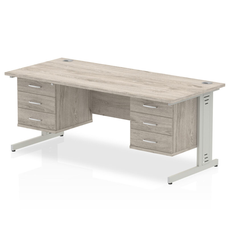 Impulse 1800mm Cable Managed Straight Desk With Two Fixed Pedestal - Image 13