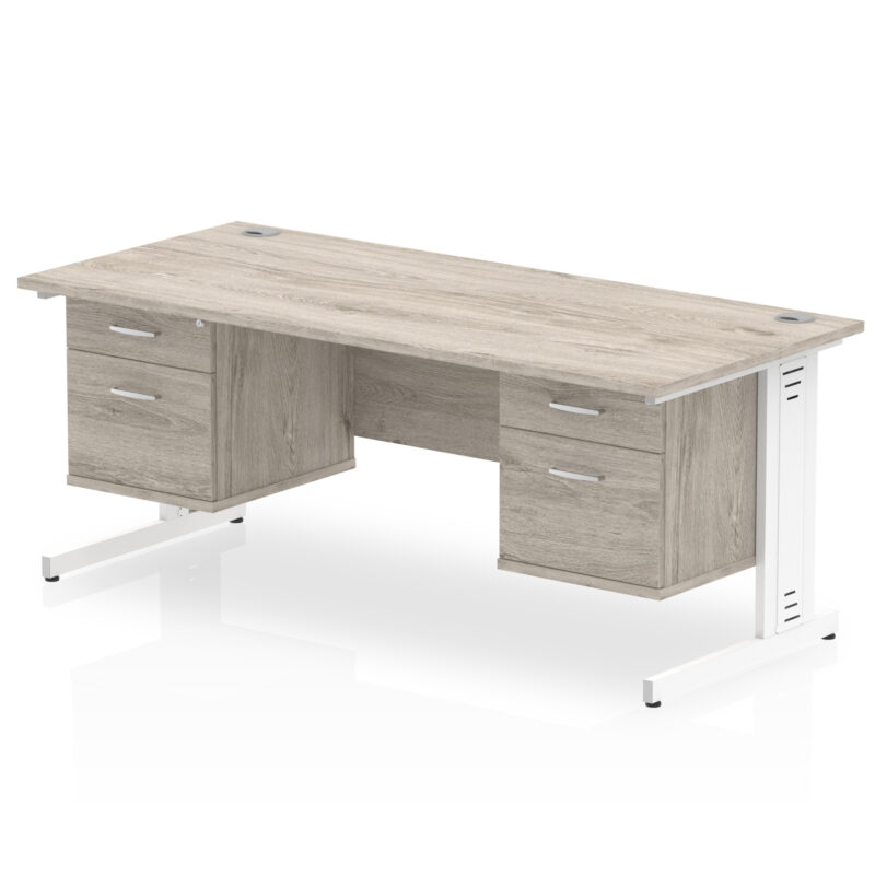 Impulse 1800mm Cable Managed Straight Desk With Two Fixed Pedestal - Image 12
