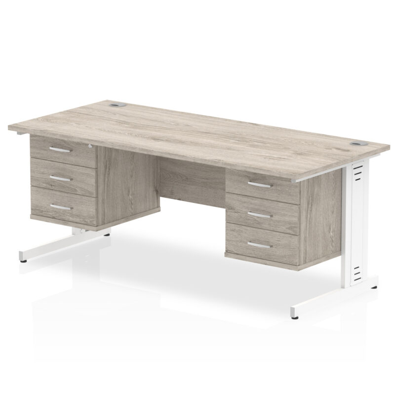 Impulse 1800mm Cable Managed Straight Desk With Two Fixed Pedestal - Image 14