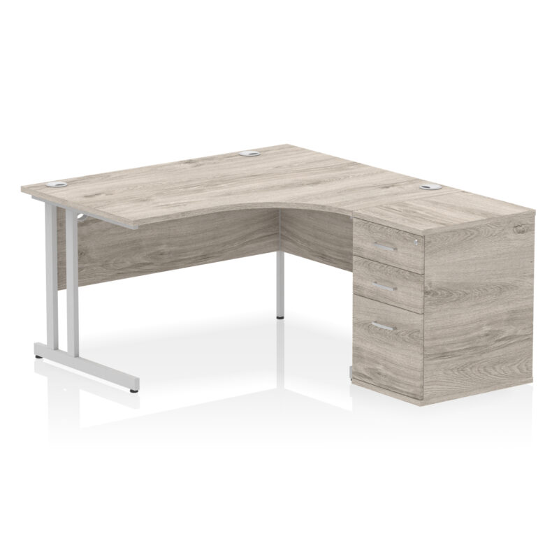 Impulse 1400mm Cantilever Right Crescent Desk Workstation - Image 7