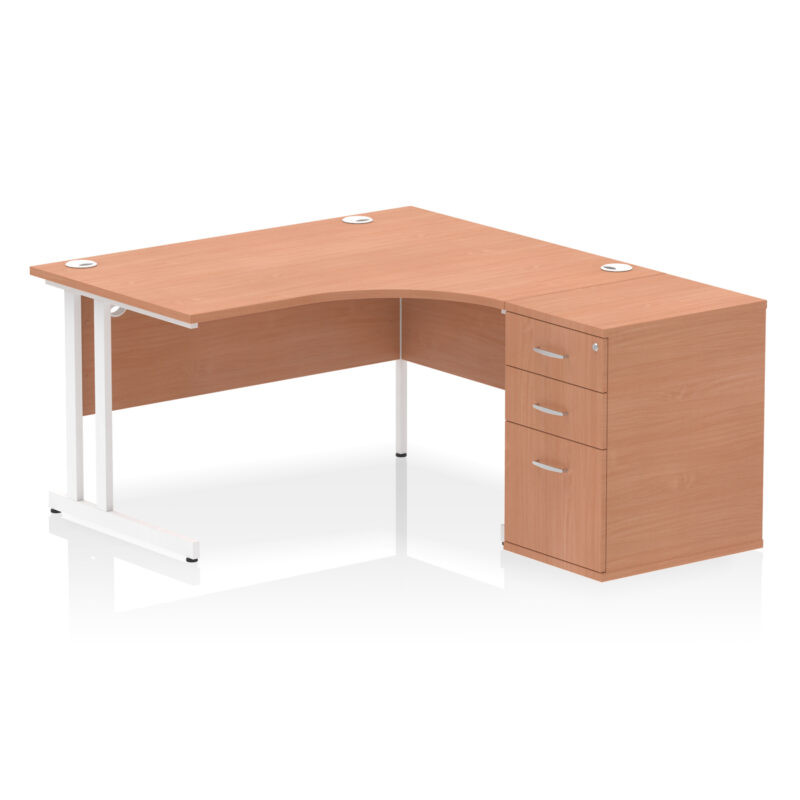 Impulse 1400mm Cantilever Right Crescent Desk Workstation - Image 2