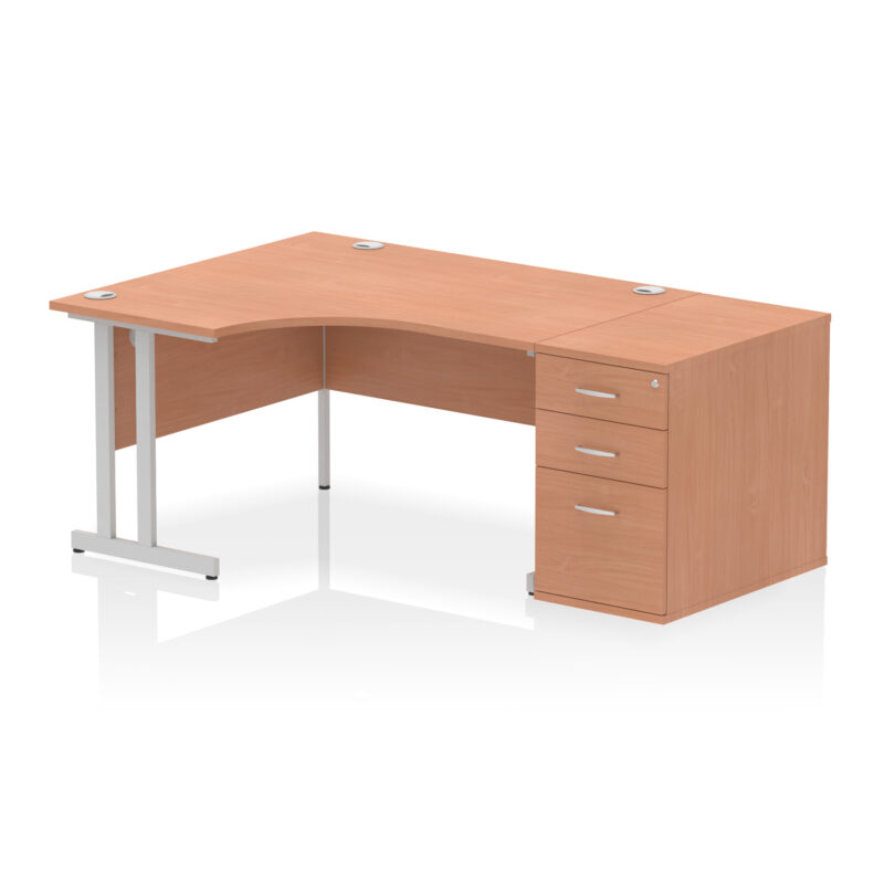 Impulse 1400mm Cantilever Left Crescent Desk Workstation - Image 4