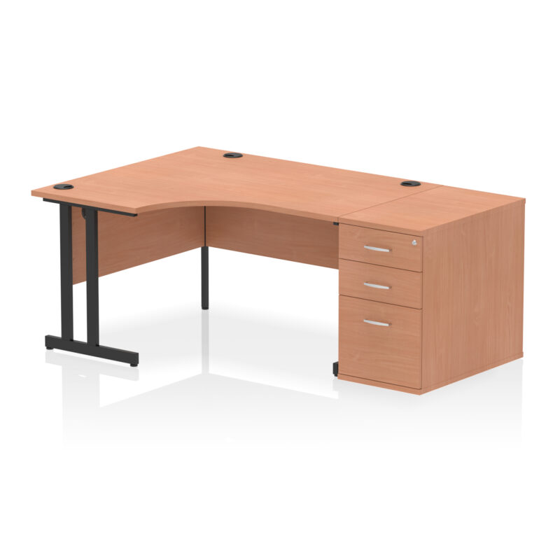 Impulse 1400mm Cantilever Left Crescent Desk Workstation - Image 6