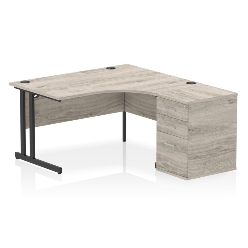 Impulse 1400mm Cantilever Right Crescent Desk Workstation - Image 9