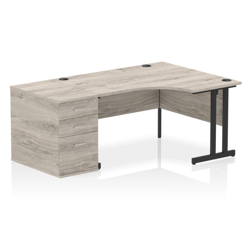 Impulse 1400mm Cantilever Right Crescent Desk Workstation - Image 12