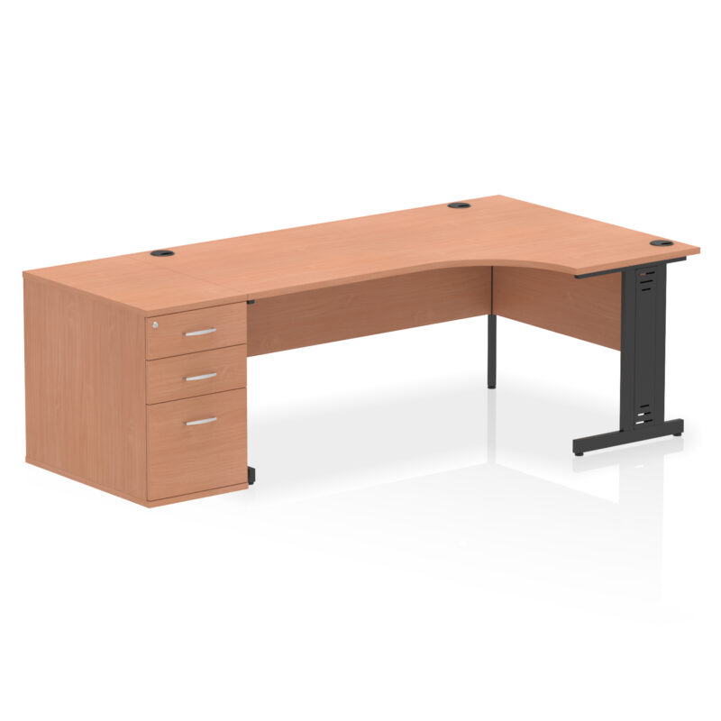 Impulse 1800mm Cable Managed Right Crescent Desk Workstation - Image 4