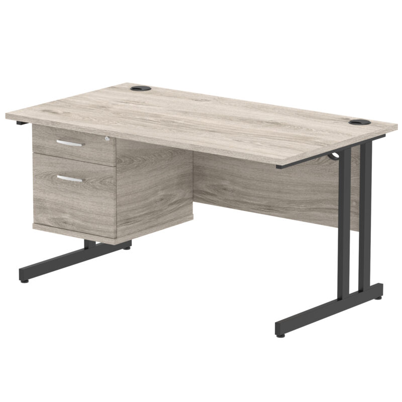 Impulse 1400mm Cantilever Straight Desk With Single Fixed Pedestal - Image 123