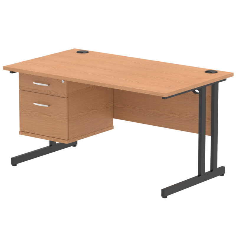 Impulse 1400mm Cantilever Straight Desk With Single Fixed Pedestal - Image 125