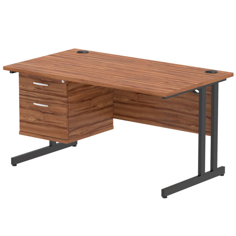 Impulse 1400mm Cantilever Straight Desk With Single Fixed Pedestal - Image 127