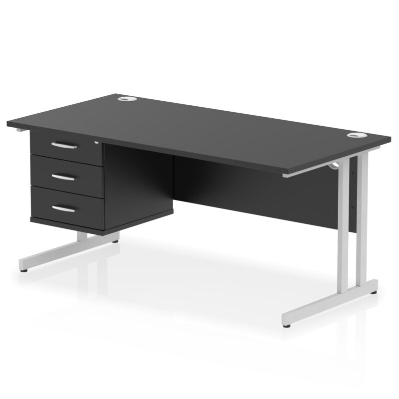 Impulse 1600mm Cantilever Straight Desk With Single Fixed Pedestal - Image 46