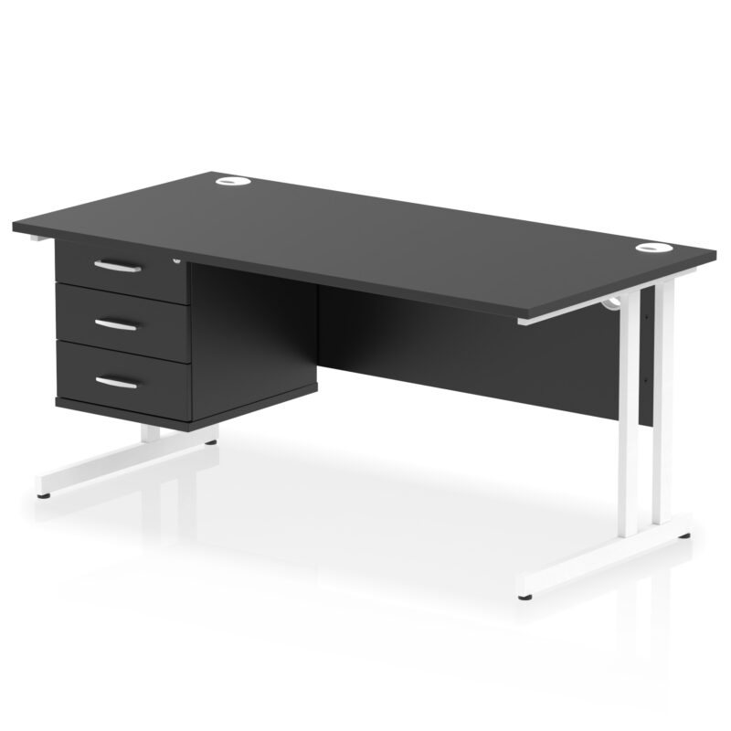 Impulse 1600mm Cantilever Straight Desk With Single Fixed Pedestal - Image 62