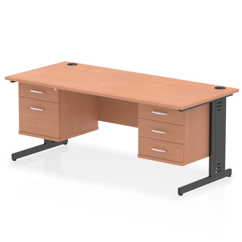 Impulse 1800mm Cable Managed Straight Desk With Two Fixed Pedestal - Image 56