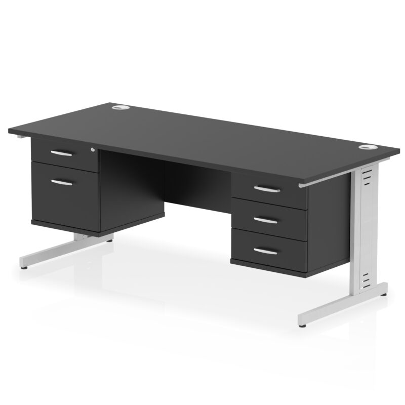 Impulse 1800mm Cable Managed Straight Desk With Two Fixed Pedestal - Image 59