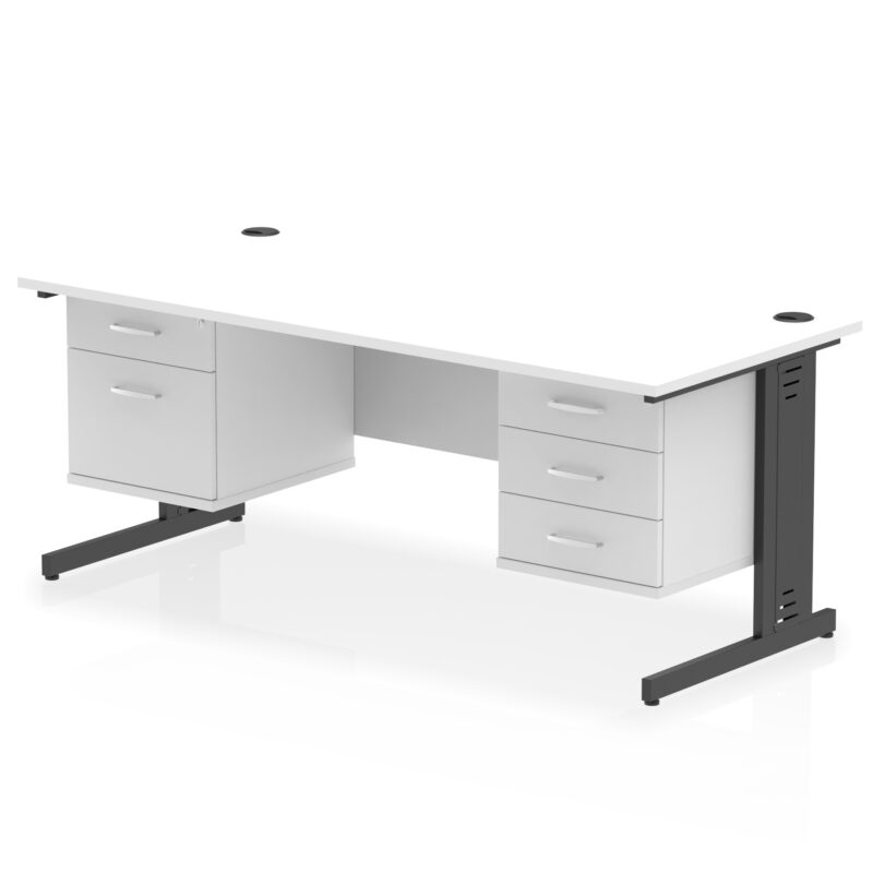 Impulse 1800mm Cable Managed Straight Desk With Two Fixed Pedestal - Image 62