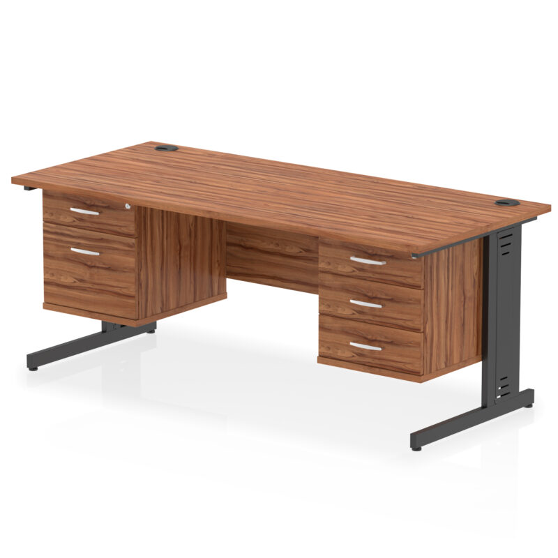 Impulse 1800mm Cable Managed Straight Desk With Two Fixed Pedestal - Image 63