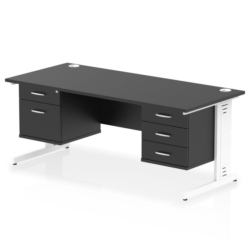 Impulse 1800mm Cable Managed Straight Desk With Two Fixed Pedestal - Image 64