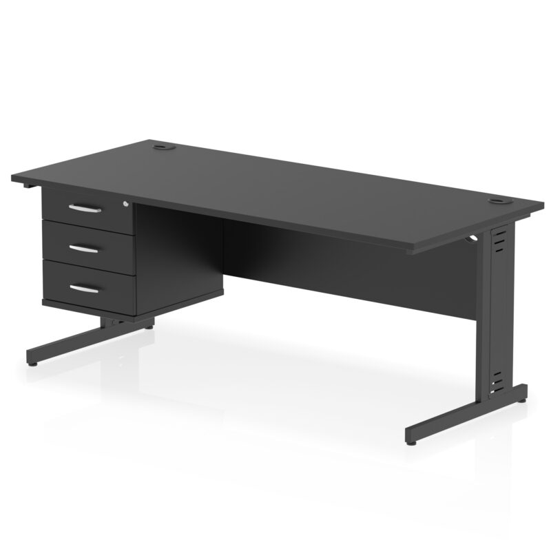 Impulse 1800mm Cable Managed Straight Desk With Single Fixed Pedestal - Image 55