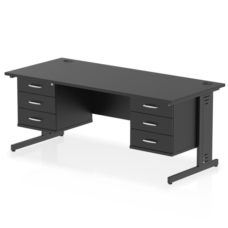 Impulse 1800mm Cable Managed Straight Desk With Two Fixed Pedestal - Image 66