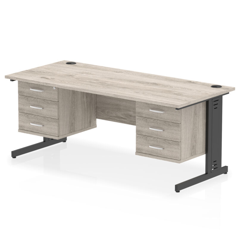 Impulse 1800mm Cable Managed Straight Desk With Two Fixed Pedestal - Image 67