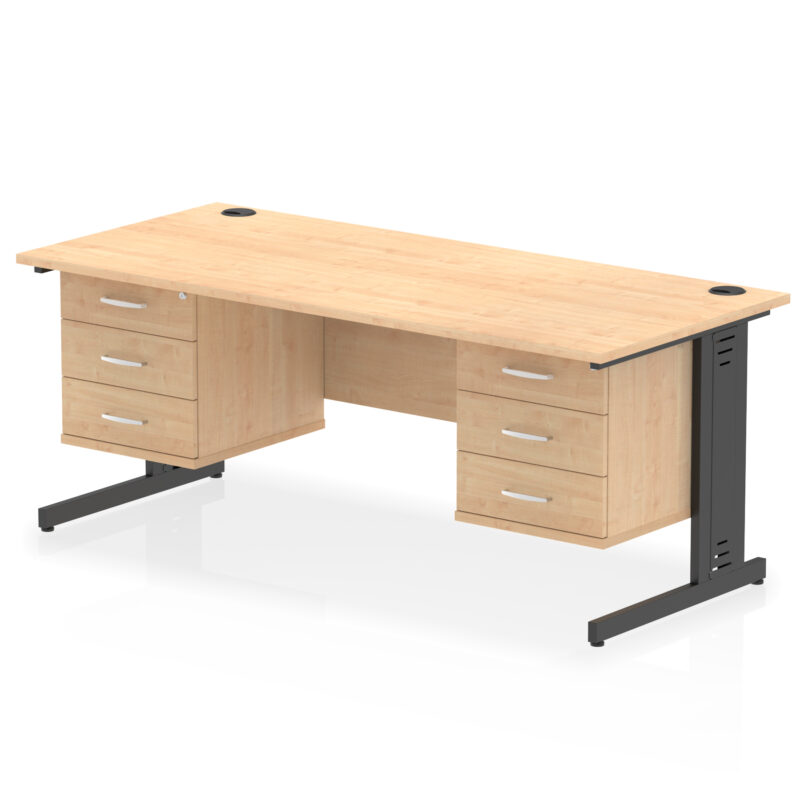 Impulse 1800mm Cable Managed Straight Desk With Two Fixed Pedestal - Image 69