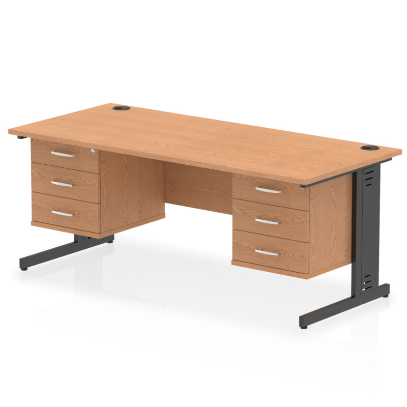 Impulse 1800mm Cable Managed Straight Desk With Two Fixed Pedestal - Image 70